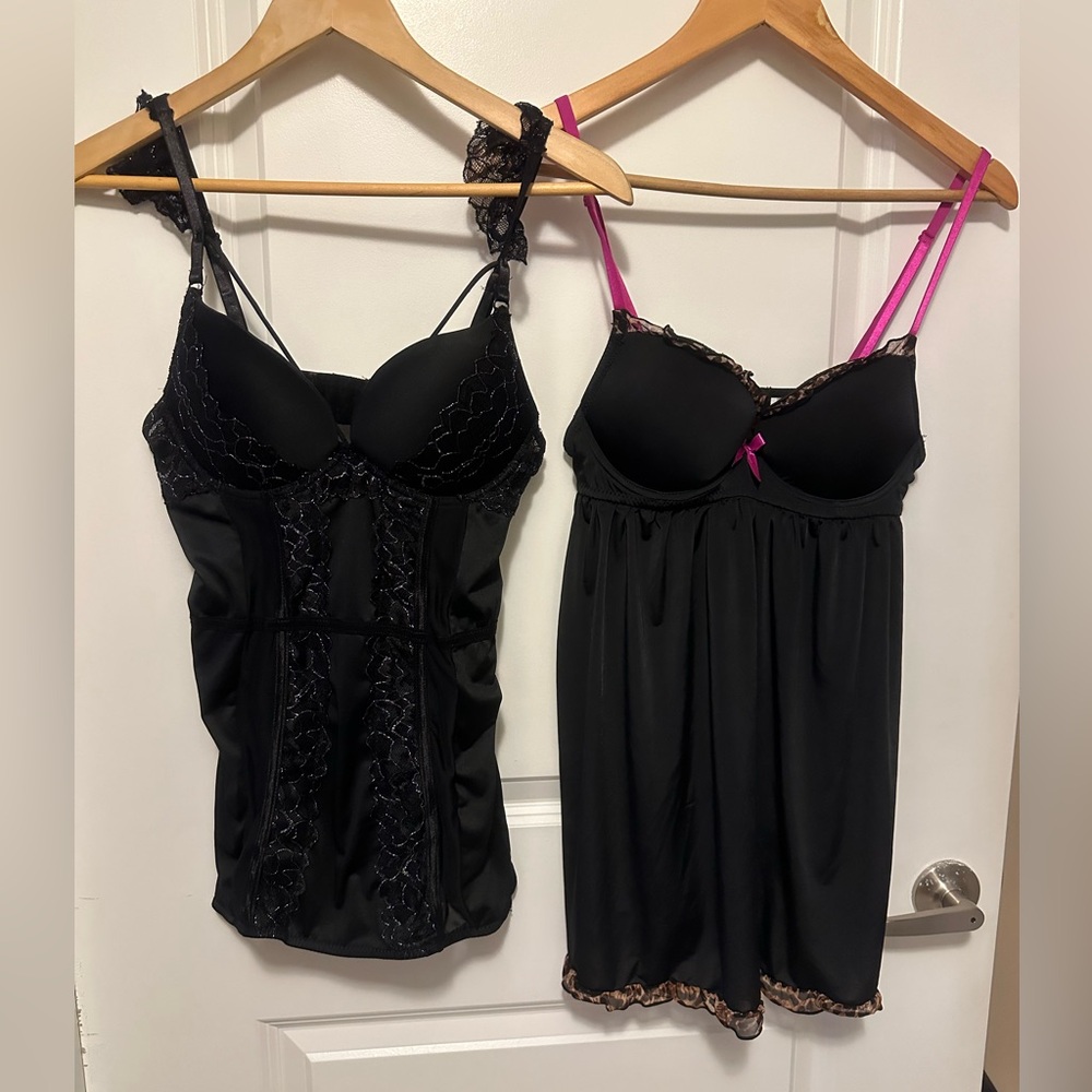 Women’s medium padded slip chemise nightie. Bundle of 2. Black